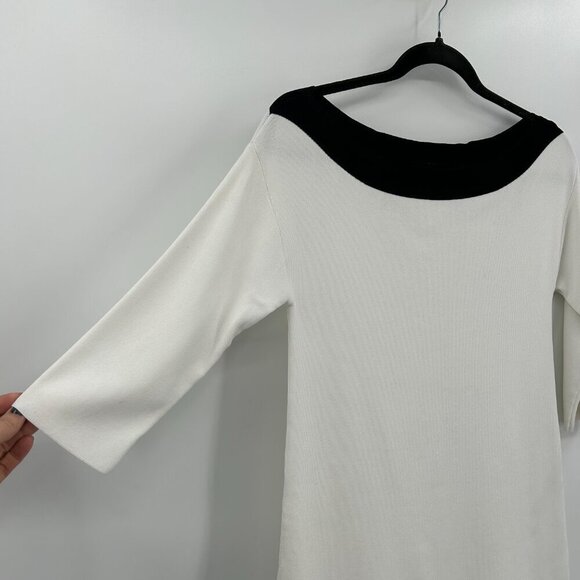 ADOLFO DOMINGUEZ White Black Boat Neck Half Sleeve Knit Shirt Size Small - Picture 3 of 9